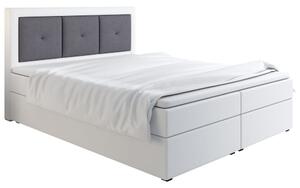 Boxspringová posteľ LILLIANA 4 - 200x200, biela eko koža / šedá