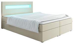 Čalúnená posteľ s osvetlením LILLIANA 3 - 200x200, béžová eko koža