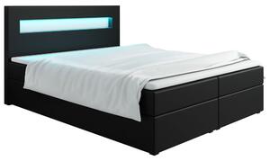 Čalúnená posteľ s osvetlením LILLIANA 3 - 160x200, čierna eko koža