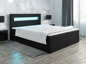 Čalúnená posteľ s osvetlením LILLIANA 3 - 140x200, čierna eko koža