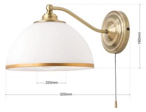 Orion WA 2-1371/1 - Nástenná lampa OLD LAMP 1xE27/40W/230V biela/mosadz