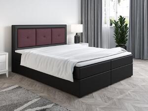 Boxspringová posteľ LILLIANA 4 - 180x200, čierna eko koža / fialová