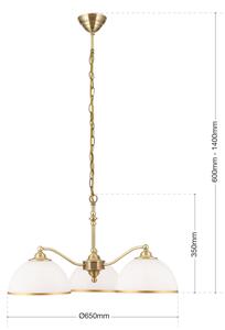 Orion LU 1838/3 - Luster na reťazi OLD LAMP 3xE27/40W/230V biela/mosadz