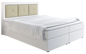 Boxspringová posteľ LILLIANA 4 - 140x200, biela eko koža / béžová