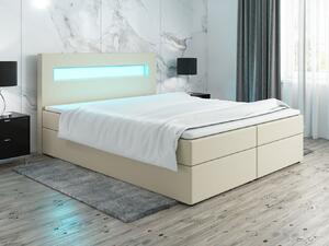 Čalúnená posteľ s osvetlením LILLIANA 3 - 160x200, béžová eko koža