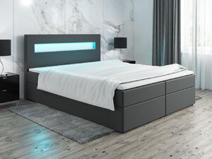 Čalúnená posteľ s osvetlením LILLIANA 3 - 200x200, šedá eko koža