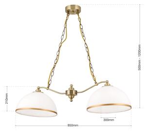 Orion HL 6-1810/2 - Luster na reťazi OLD LAMP 2xE27/40W/230V biela/mosadz