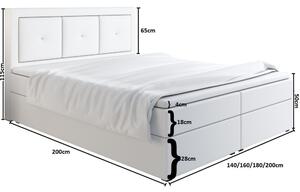 Boxspringová posteľ LILLIANA 4 - 140x200, čierna eko koža / šedá