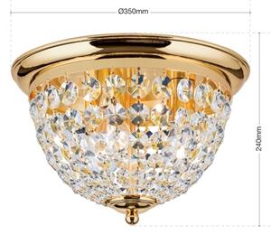 Orion DLU 1840/35-Krištáľové str. svietidlo PLAFOND 3xE27/40W/230V pr.35 cm zlatá