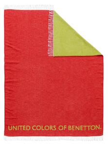 Červeno-zelená deka United Colors of Benetton 60 a vlna 40 Tkanina Krill / 140 x 190 cm