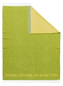 Zeleno-žltá deka United Colors of Benetton 60 a vlna 40 Tkanina Krill / 140 x 190 cm
