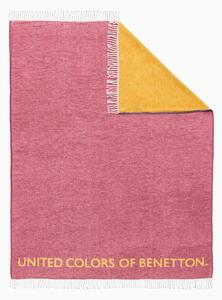 Ružovo-žltá deka United Colors of Benetton 60% bavlna 40% akryl / 140 x 190 cm