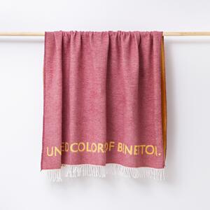 Ružovo-žltá deka United Colors of Benetton 60% bavlna 40% akryl / 140 x 190 cm