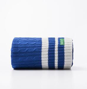Pletená modrá deka United Colors of Benetton 100 vlna / 140 x 190 cm