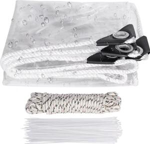 Vortex Transparentná PVC plachta - Vodotesná - S očkami - Odolná voči poveternostným vplyvom - Na záhradný nábytok alebo verandu - 200x300 cm