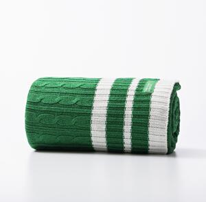 Pletená zelená deka United Colors of Benetton 100 vlna / 140 x 190 cm