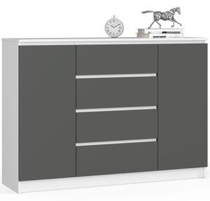 Komoda K140 2D 4SZ CLP biela / sivá