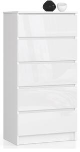 Komoda K60 5SZ CLP biela, lesk