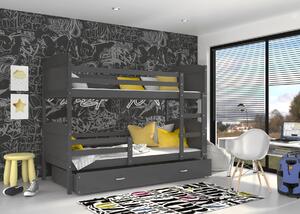 Detská poschodová posteľ so zásuvkou MATTEO - 200x90 cm - šedá