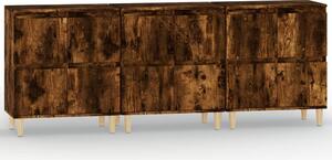 Komody 3 ks dymový dub 60x35x70 cm kompozitné drevo