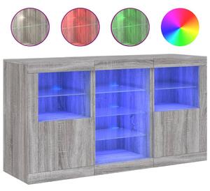 Komoda s LED svetlami sivá sonoma 123x37x67 cm