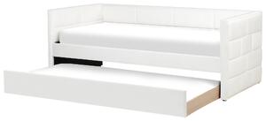 Rozkladacia posteľ krémová biela zamatová jednolôžko 90 x 200 cm lamelový rám moderný glamour štýl
