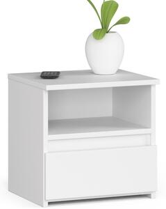 Komoda s 1 zásuvkou, elegantná, pre minimalistické interiéry, 40x35x40cm, obývacia izba, spálňa, predsieň, skriňa, príborník, vysoká doska, veľa úložného priestoru, biela