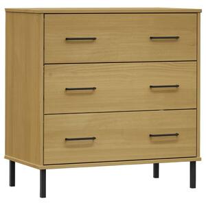Komoda s 3 zásuvkami hnedá 77x40x79,5 cm masívne drevo OSLO