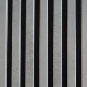 Drevený Lamelový Panel 3D do Interiéru - doska čierna - lamela betón svetlý