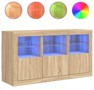 Komoda s LED svetlami dub sonoma 123x37x67 cm