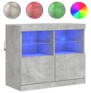 Komoda s LED svetlami betónovo sivá 81x37x67 cm