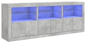 Komoda s LED svetlami betónovo sivá 181,5x37x67 cm