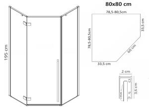 Sprchovací kút MAXMAX Rea DIAMOND 80x80 cm - čierny