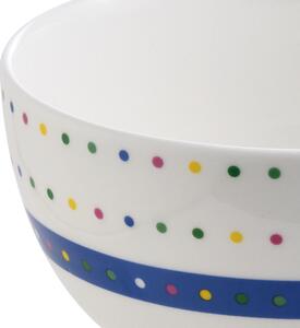4-dielna sada porcelánových misiek United Colors of Benetton / 650 ml / biela s farebnými bodkami