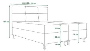 Americká posteľ s vysokým čelom DORINA - 140x200, šedá