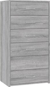 Komoda so 6 zásuvkami sivá sonoma 50x34x96 cm spracované drevo
