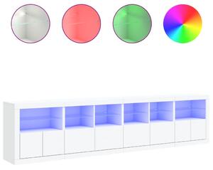 Komoda s LED svetlami biela 283x37x67 cm