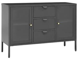 Komoda antracitová 105x35x70 cm oceľ a tvrdené sklo