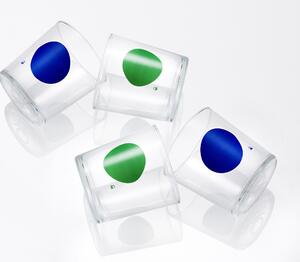 Sada 4 pohárov United Colors of Benetton 330 ml / modrý a zelený vzor