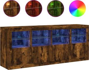 Komoda s LED svetlami dymový dub 163x37x67 cm