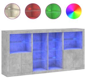 Komoda s LED svetlami betónovo-sivá 202x37x100 cm