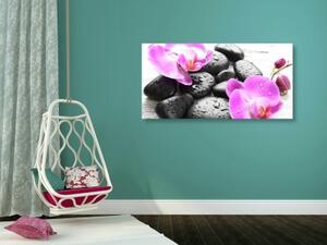 Obraz kúzelná súhra kameňov a orchidey - 100x50
