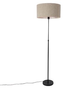 Stojaca lampa čierna nastaviteľná s tienidlom z bouclé taupe 50 cm - Parte