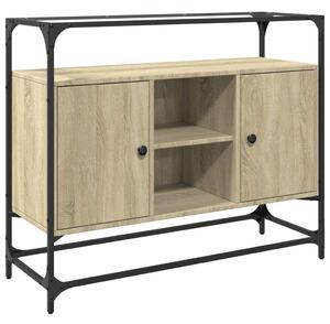 Komoda sklenená doska dub sonoma 98x35x81 cm kompozitné drevo