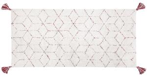 Koberec biela bavlna 80 x 150 cm geometrický vzor so strapcami obdĺžnikový tvar moderný štýl obývačka spálňa