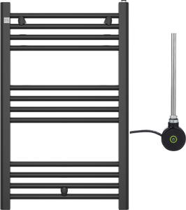 Granitan | Kúpeľňový radiátor PUERTO - 80/50 cm - Čierny - Minimalistický dizajn - Vrátane elektrického ohrevu