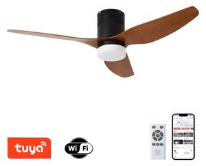 ZEVENTI - LED stropný ventilátor PADUA LED/18W/230V Wi-Fi Tuya čierna/hnedá + diaľkový ovládač