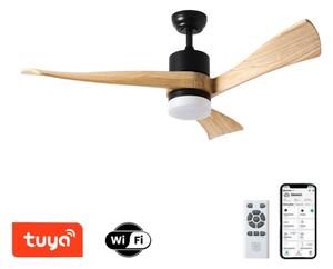 ZEVENTI - LED Stropný ventilátor NATURITO LED/18W/230V Wi-Fi Tuya čierny/dub + diaľkové ovládanie