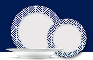 German LIVIDUS Plytký tanier / priemer 26 cm / biely/modrý