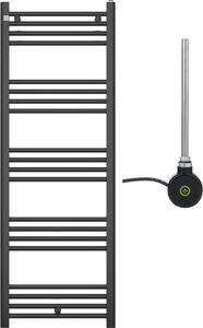 Granitan | Kúpeľňový radiátor PUERTO - 140/50 cm - čierny - moderný dizajn - s elektrickou vykurovacou patrónou